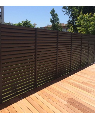 Clôture aluminium SG06 lames ovales couleur bois