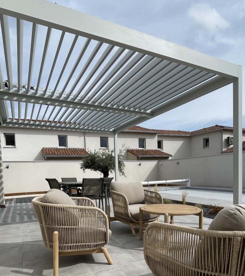 Pergola bioclimatique gris RAL7035 6x4m