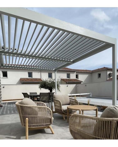 Pergola bioclimatique adossée grise RAL7035 6x4m