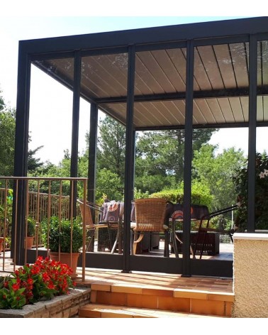 Façade en verre fixe pour pergola bioclimatique