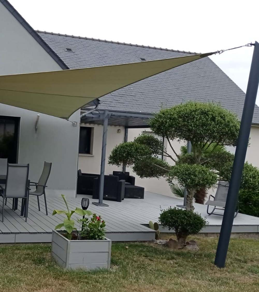 Voile D'ombrage Rectangle 0.7x2 M Blanche - Protection UV 98%, Tissu HDPE, Kit De Fixation Inclus, Pour Terrasse Jardin