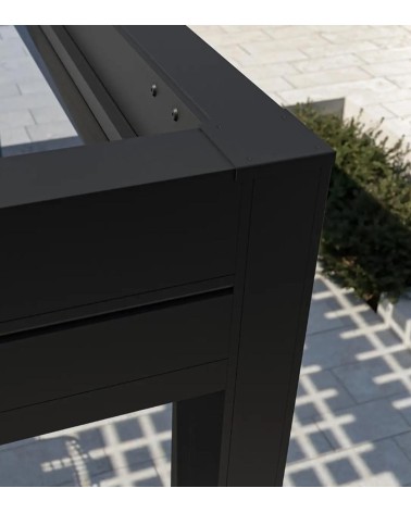 angle de la pergola à toiture fixe en verre