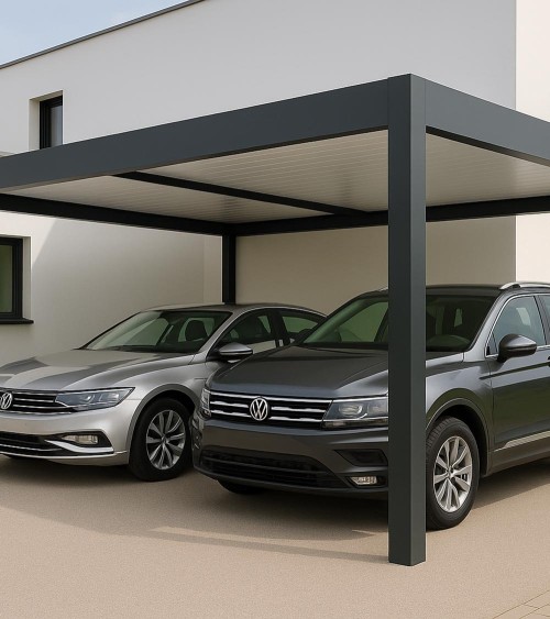 Carport aluminium toit plat pour voiture