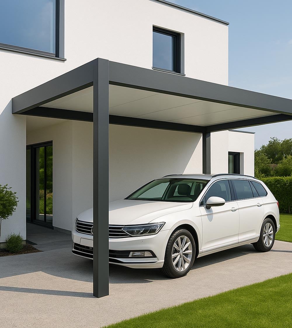 Carport aluminium toit plat pour voiture