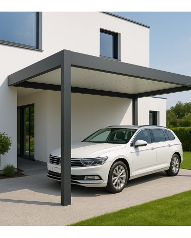 Carport aluminium toit plat pour voiture