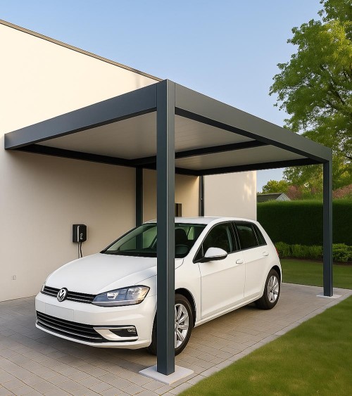Carport aluminium toit plat pour voiture