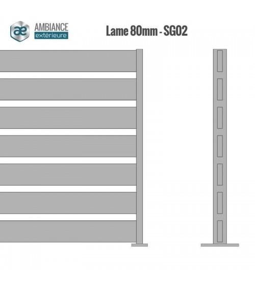 Clôture aluminium SG06 lames ovales couleur blanc RAL 9010