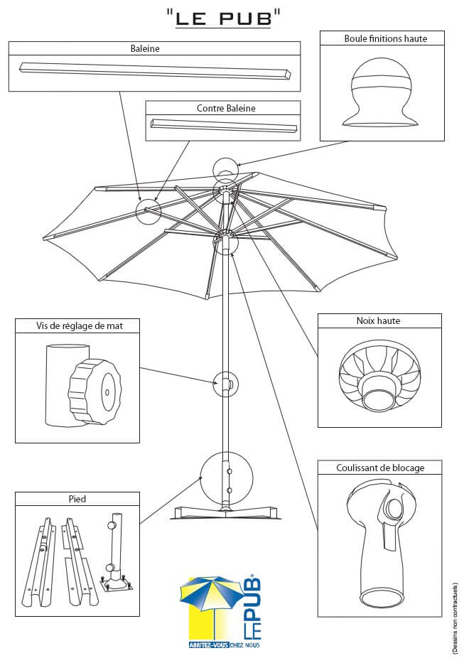 Pieces detachees parasol centré Le Pub