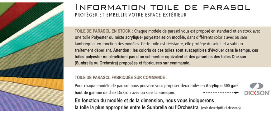 Toiles Standard parasol excentré Toiles Standard parasol Decor d'Ailleurs
