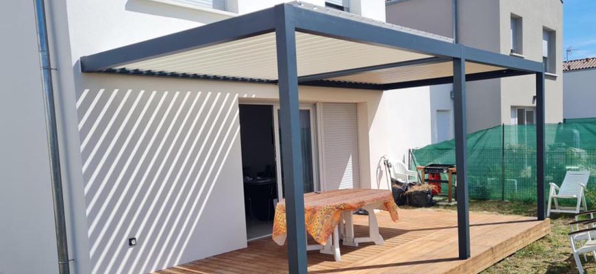 Pergola bioclimatique murale 6x3m aluminium - Modèle Kaline