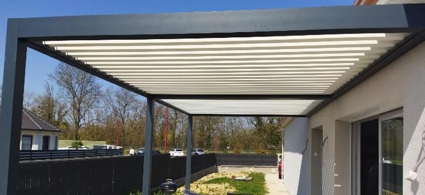 Pergol aluminium 6x3m adossée au mur - Kaline