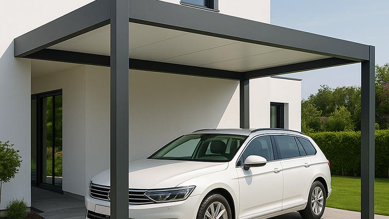 Un beau carport aluminium adossé