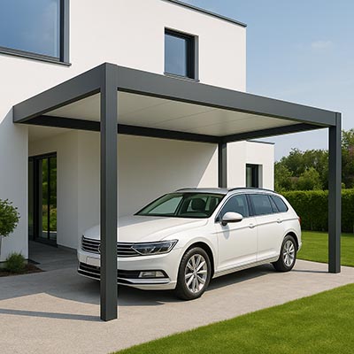 Carport aluminium toit plat