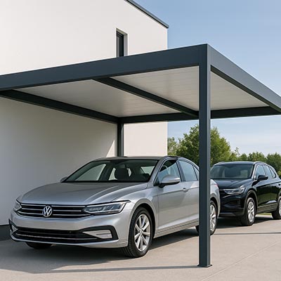 Carport aluminium gris et blanc